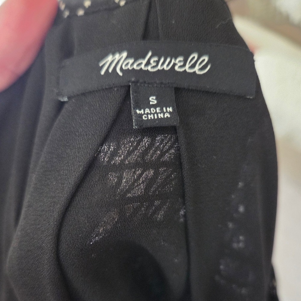 Madewell Black White Geometric Diamond Print Smocked Shift Dress Womens Small - Picture 4 of 5